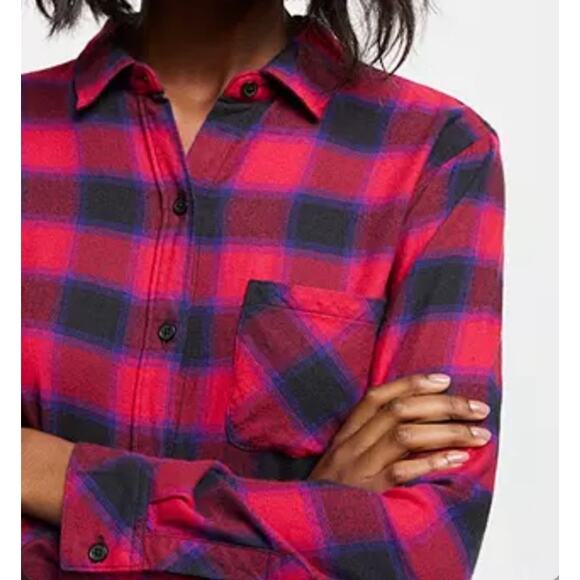 Rails Milo Flannel Button Down Shirt in Black Cherry Violet Plaid Women's XS - Picture 5 of 15